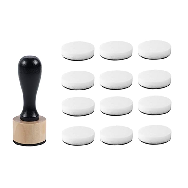 Ainiveiya 13 Pcs Ink Blending Tool Set, 1 Wooden Handle & 12 Domed Sponge Refill Pads for Stamping, Scrapbooking, Card Making, Distress Ink Art Supplies - Image 1